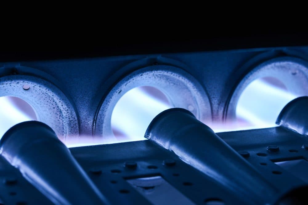 Flames inside of a furnace