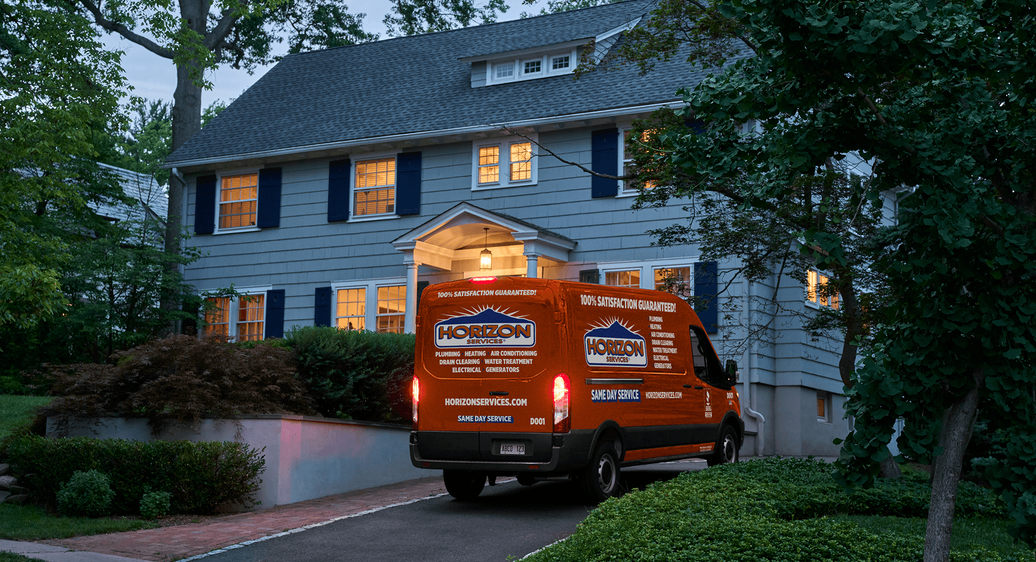 Horizon van outside of a customer's house during an emergency