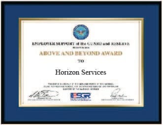 Above and beyond certificate award for Horizon