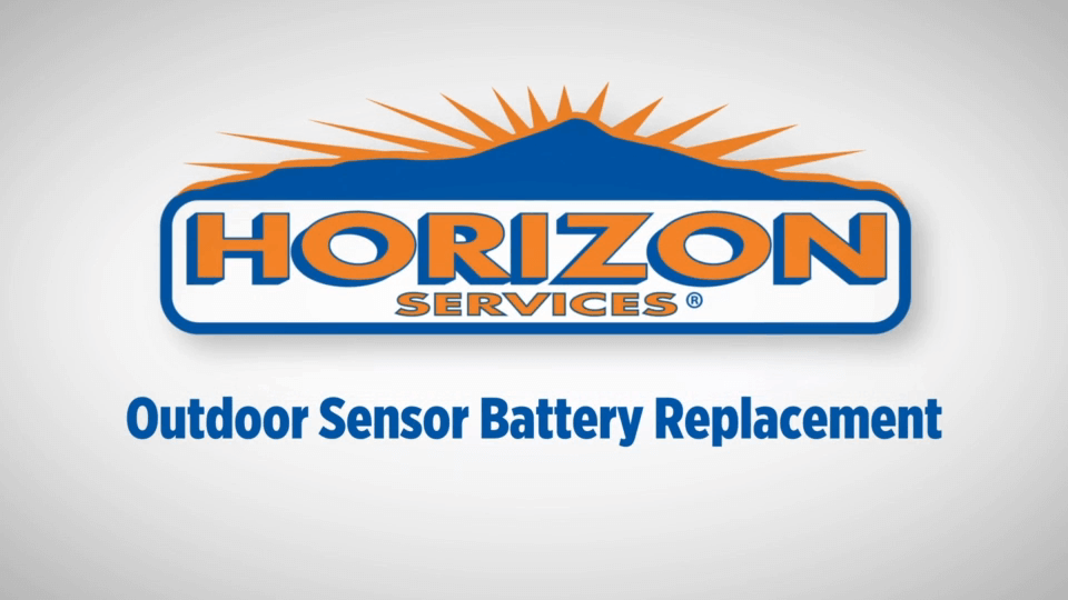Horizon Services logo with outdoor sensor battery replacement text